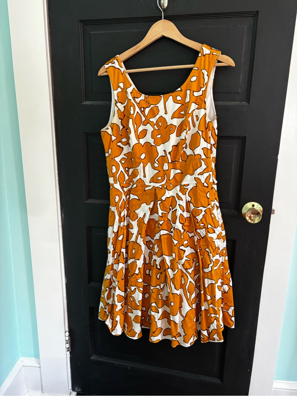 OC by OC Women's Orange Floral Fit-and-Flare Dress - Size 8